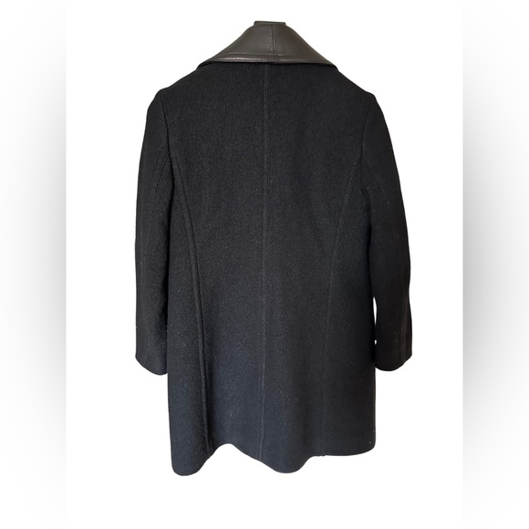 Club Monaco Reeta Women’s Wool & Italian Leather Long Moto Biker Coat Size Small - Picture 3 of 5